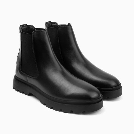 حذاء تشيلسي جلدي بنعل سميك للرجال 1060/1007 أسود
