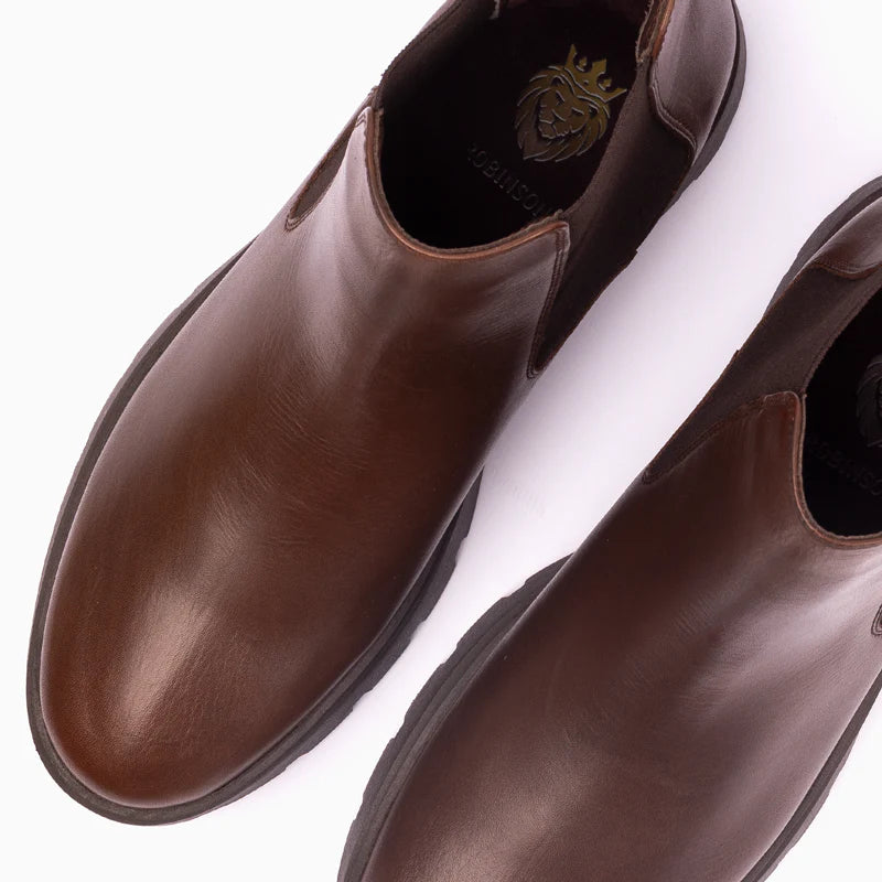 حذاء تشيلسي جلدي بنعل سميك للرجال 1060/1007 بني