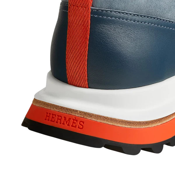 HERMES Leather Top Houses Champion the Aesthetic Sneakers Man LA009 Navy