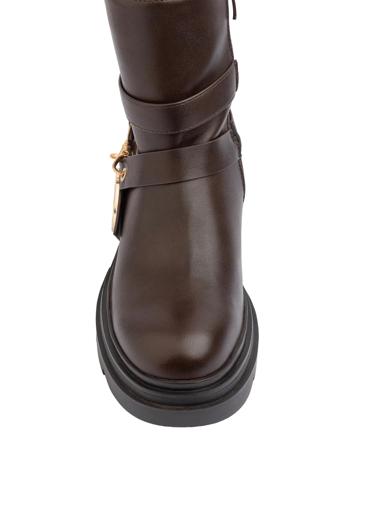 Orion Ringed Heeled Half Boots High Quality with Buckle Detail Woman 17726AH6 Coffee