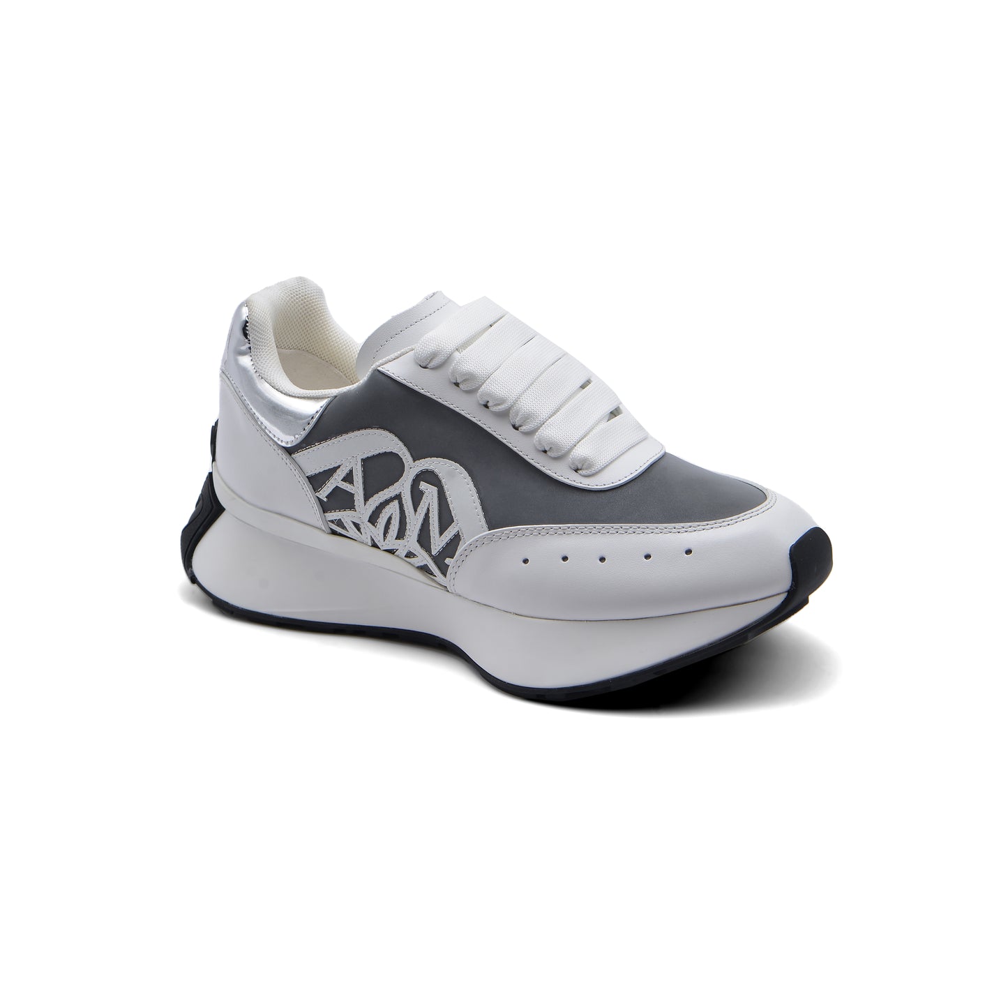 Alexander McQueen Premium Quality Sneakers Woman 4529 White&Silver