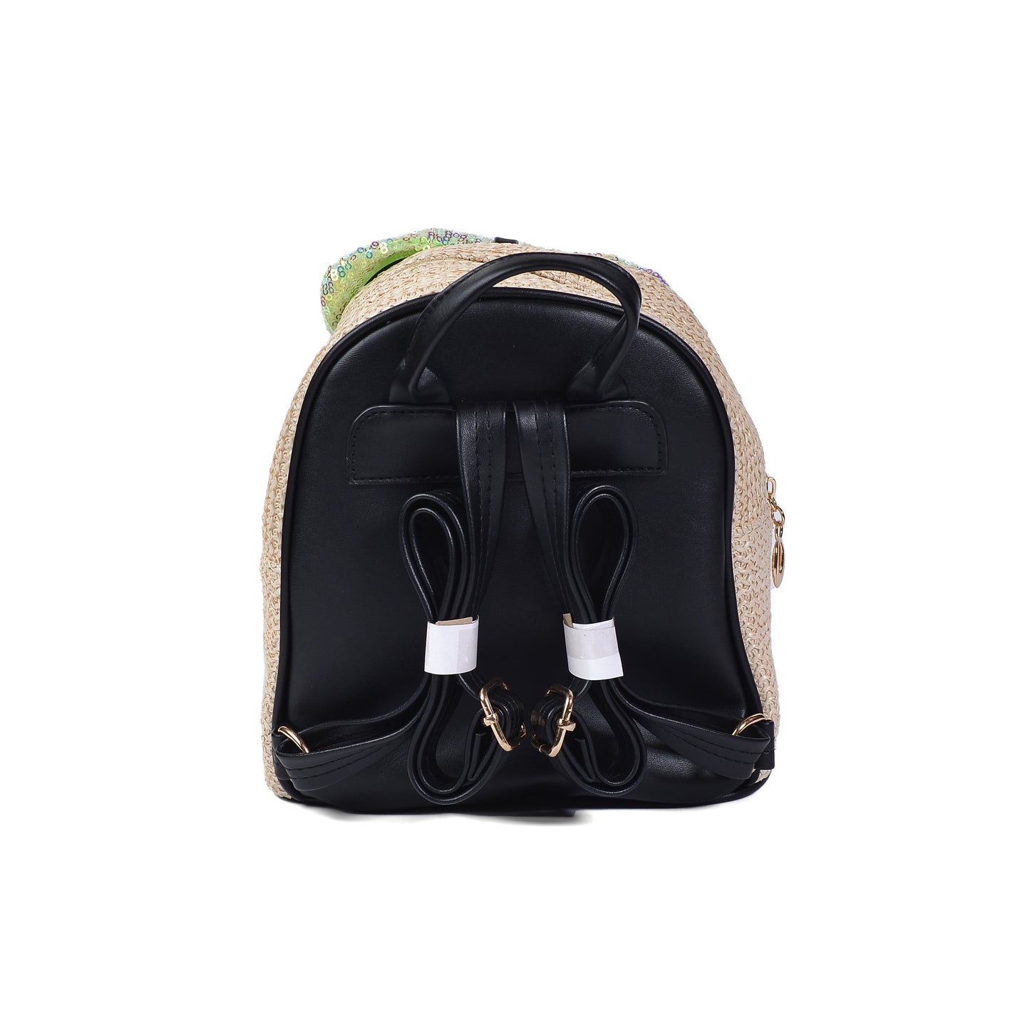 Girls' Small Shiny Bow Backpack 0092C Khaki