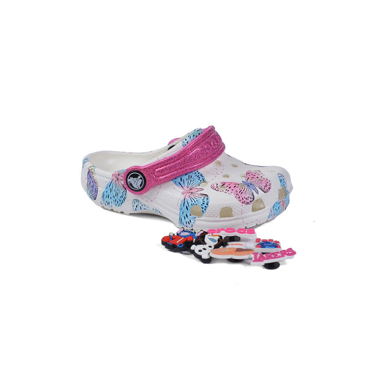 Crocs butterflies Kids Slippers Cartoon Waterproof Slippers Light Sneakers 208631 White