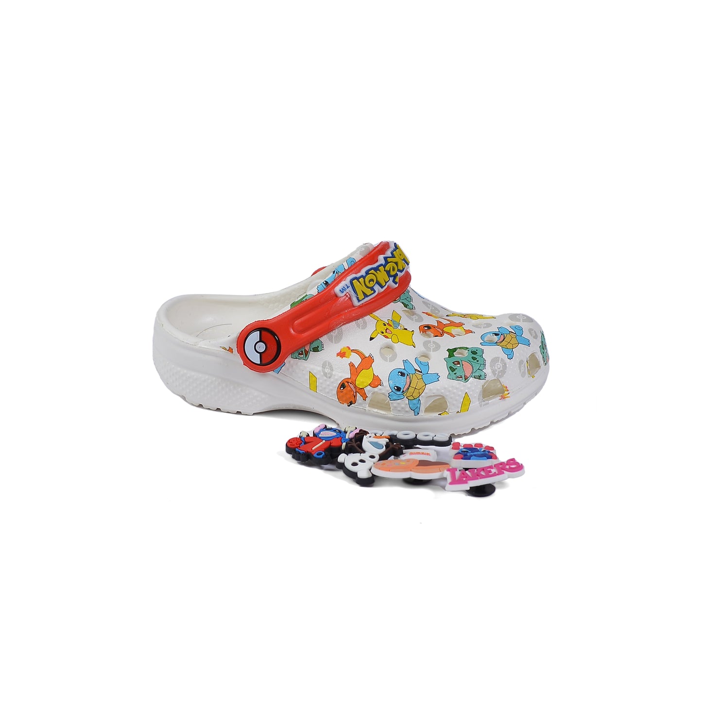 Crocs Pokemon Kids Slippers Cartoon Waterproof Slippers Light Sneakers 204536 White