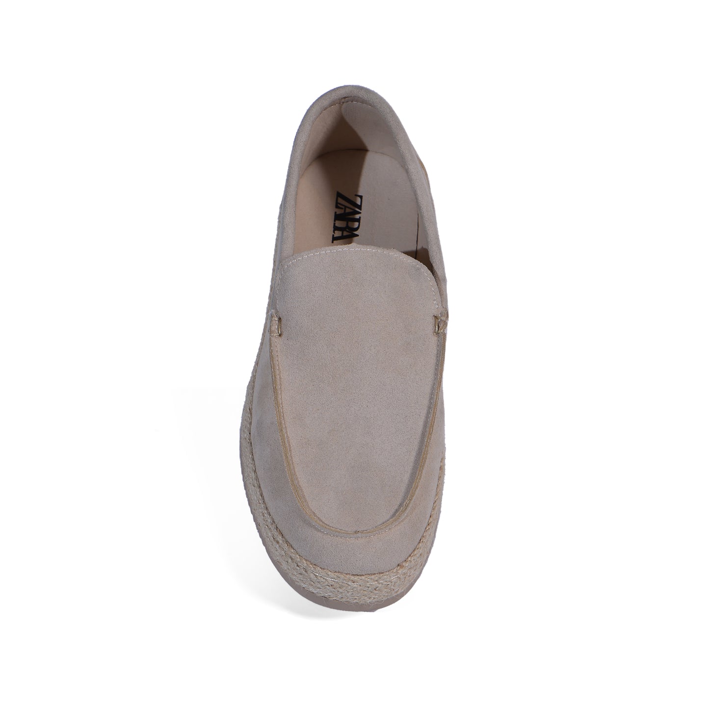 Zara Leather And Jute Loafers Sneakers Man 2639/520 Beige