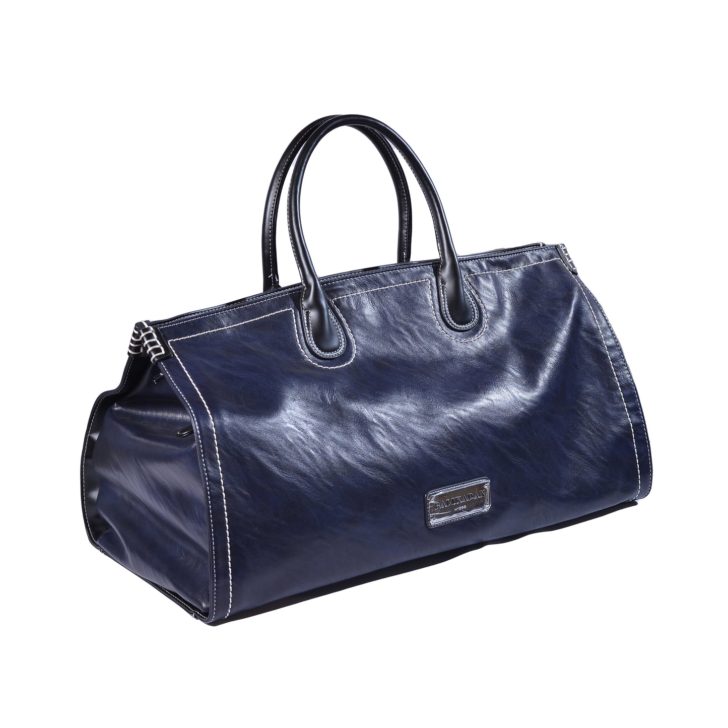 Balikadan plaque Leather Holdall Bag 963708 Blue