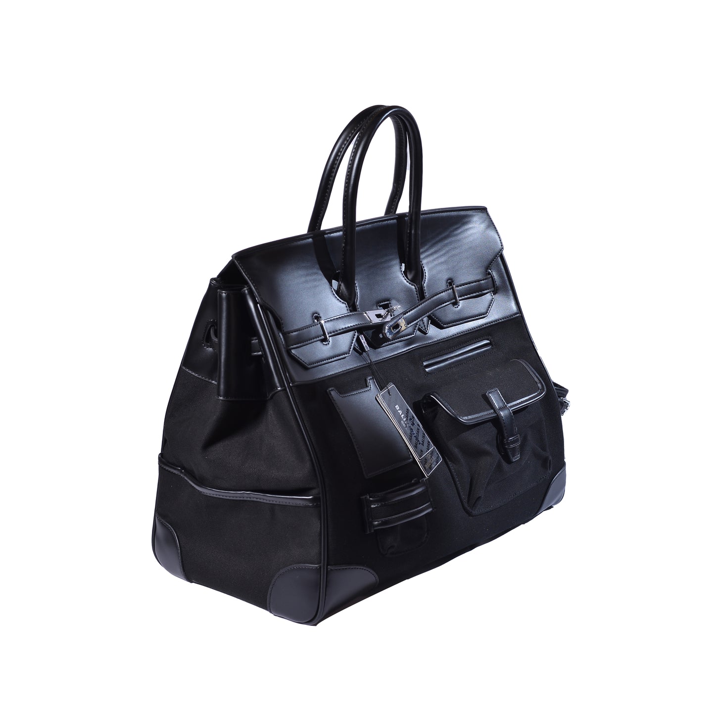 Hermès plaque Leather Holdall Bag 96011-A Black