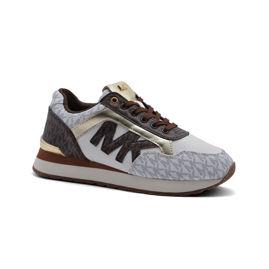 Michael Kors Beige Solid Athletic Shoes for Women JEN-661 White&Coffee
