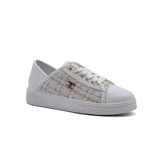 CHANEL Women's Leather Sneakers JEN-680 White