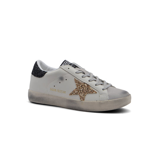 Golden Goose with glitter star Sneakers Woman JEN-686 White&Gold