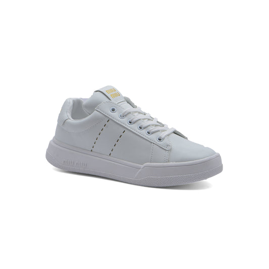 Miu Miu Bleached Leather Sneakers Woman JEN-667 White