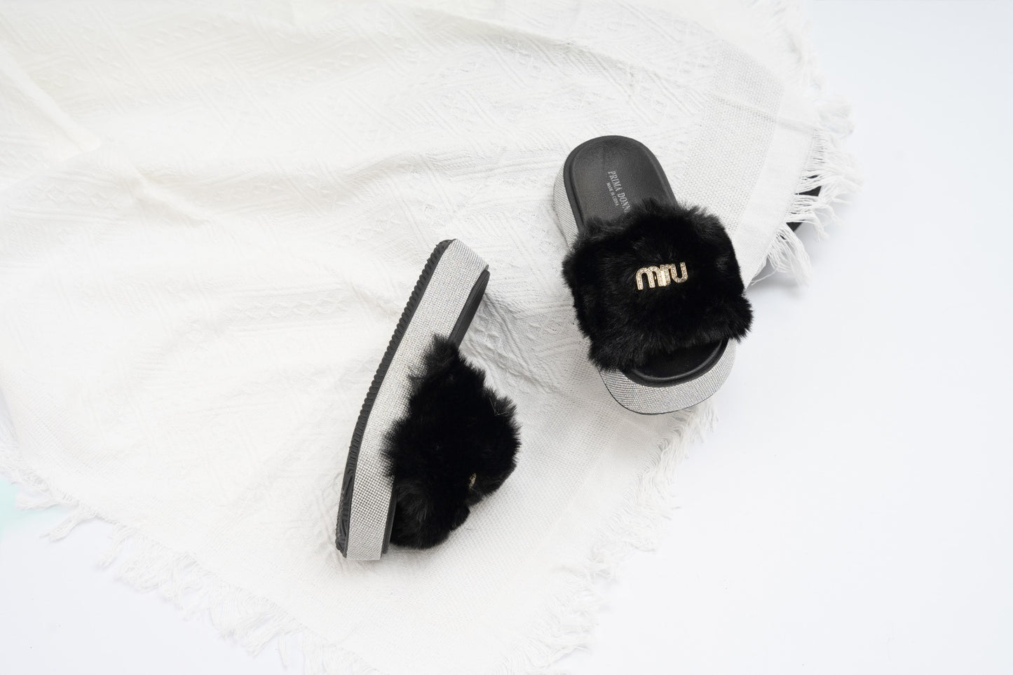 Fur slide slipper Woman FUR8 Black