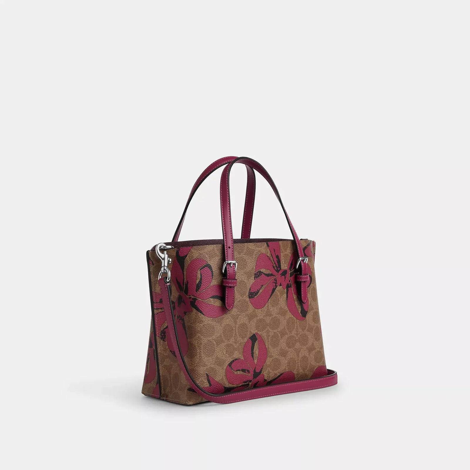 Coach Mollie Tote Bag 25 With Bow Print Woman C139 Beige/Fushia - 2