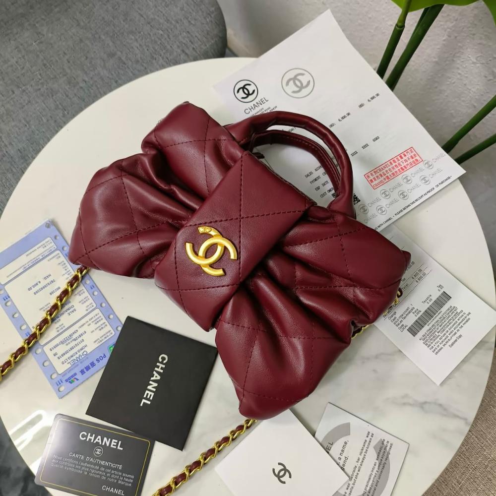 Chanel Lambskin Quilted Mini Bow Bag Woman 99888 Burgundy - 1