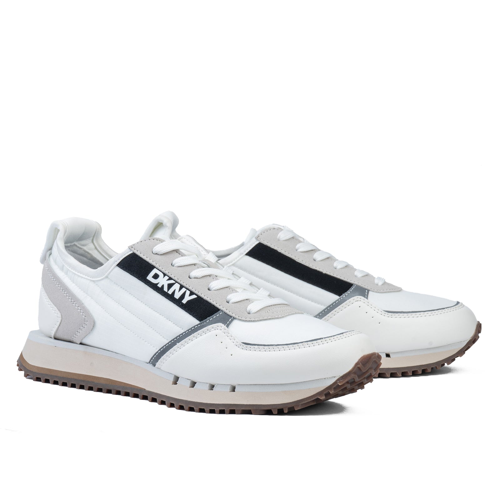 DKNY Men's Original Runner Mixed Media Sneakers WES-2406 White - 4