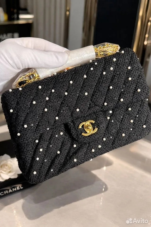 Chanel Sequin Embroidered Medium Flap Bag Woman 1112 Black - 2