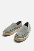 Zara Leather And Jute Loafers Sneakers Man 2639/520 Gray - 4
