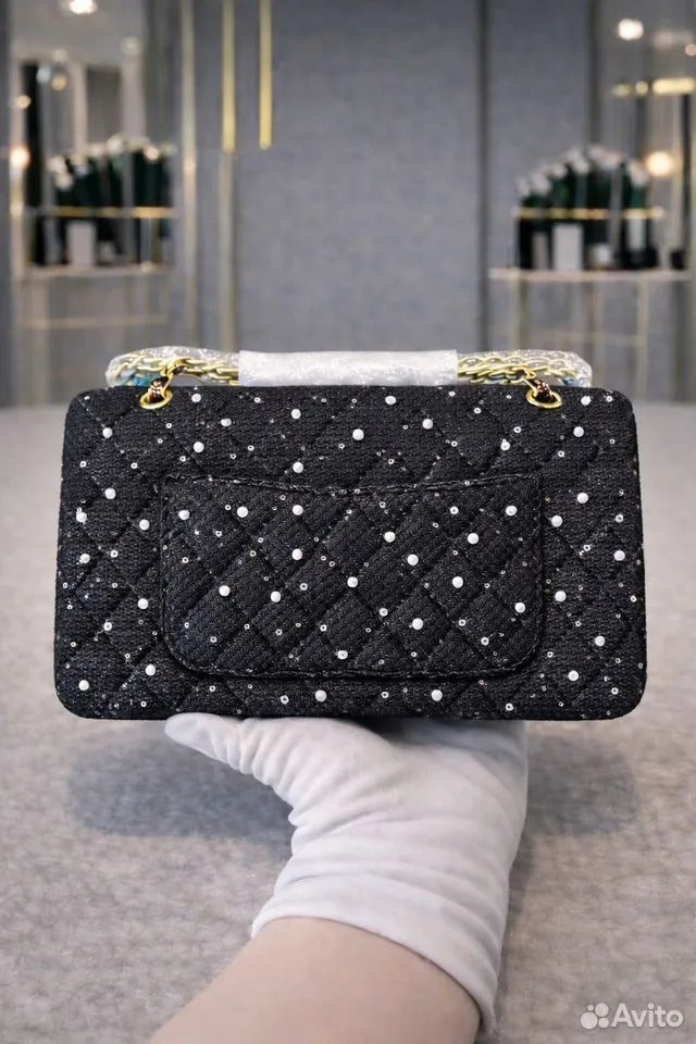 Chanel Sequin Embroidered Medium Flap Bag Woman 1112 Black - 3