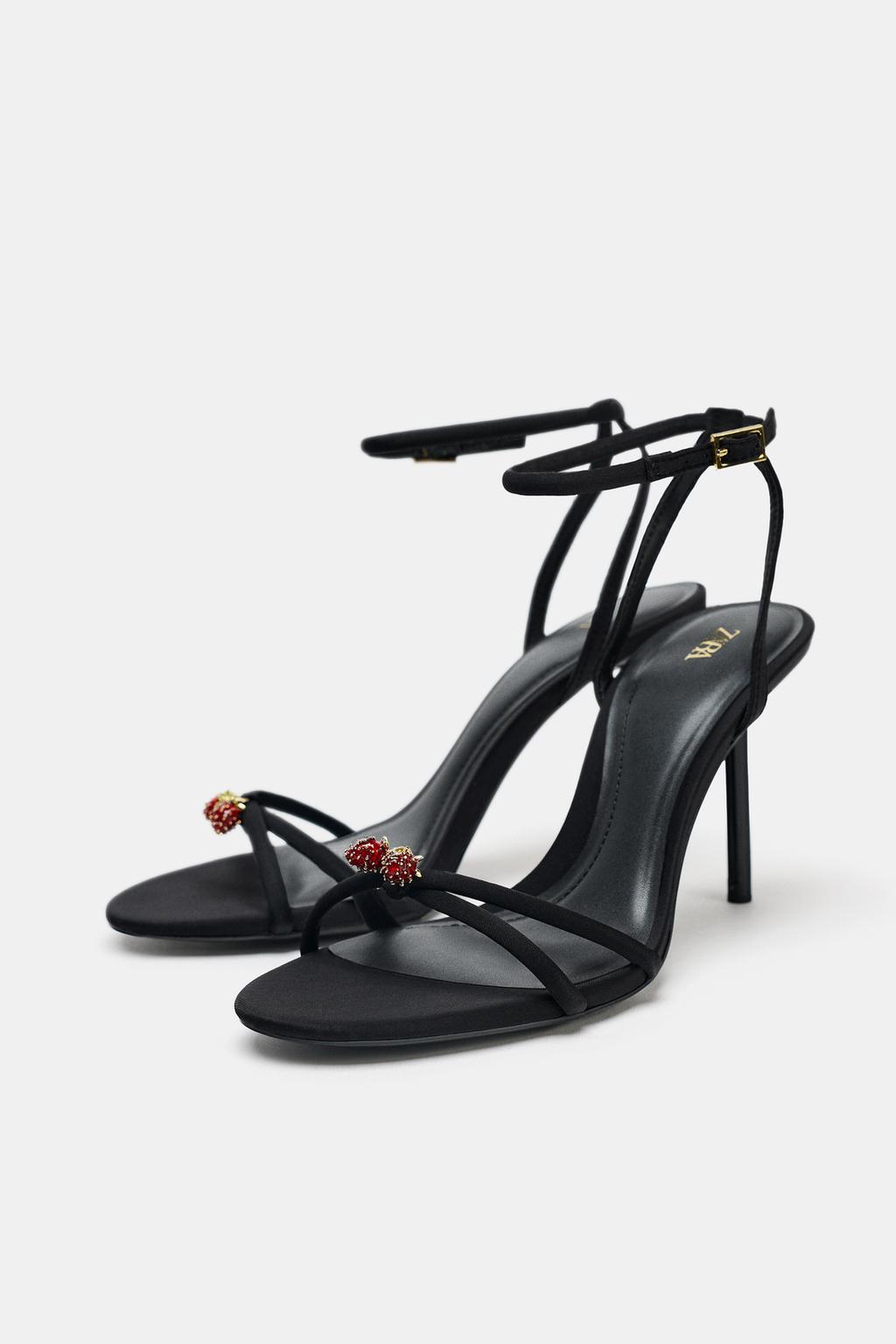 ZARA BEADED CROSSOVER STRAP SANDALS WOMAN 7433-10 BLACK - 4