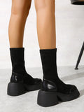 Buy Twenty Eight Shoes High Quality Half Boots Platform Suede Stitched Skinny 8126 Black - 4