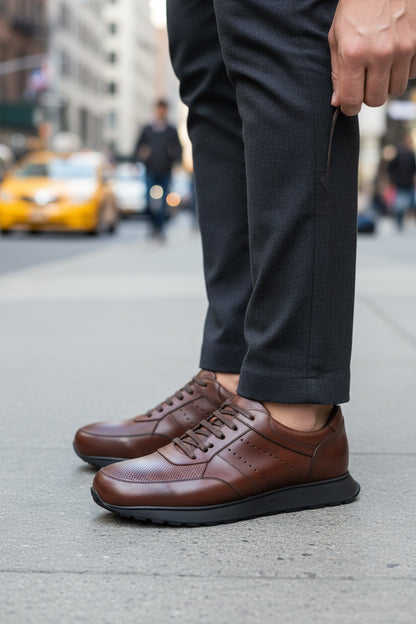 Genuine Leather sneakers Man AF510\R01-501 Brown