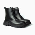 LEATHER lACE-UP BOOT WITH CHUNKY SOLE 1090-1 Black - 1