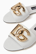 Dolce&Gabbana Loved DG logo flat sandals for Woman 1892 White - 7