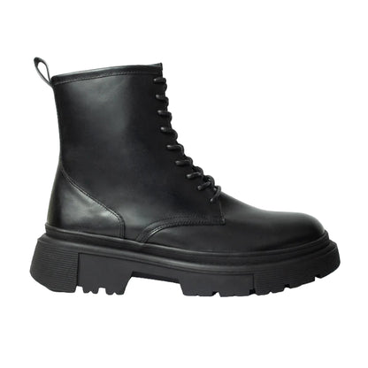 LEATHER lACE-UP BOOT WITH CHUNKY SOLE 1090-1 Black