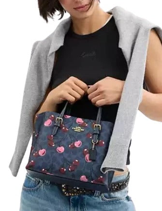 Coach Mollie Tote Bag 25 In Signature Canvas With Cherry Woman C139 Navy - 4