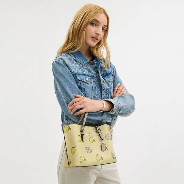 Coach Mollie Tote Bag 25 With Lemon Print Tote Woman C139 Yellow - 4