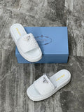 Prada Raffia Printed Espadrilles Crochet Flatform Sandals Woman PA-158 White - 5