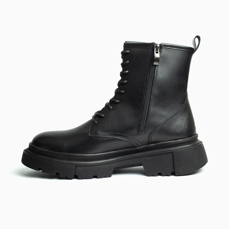 LEATHER lACE-UP BOOT WITH CHUNKY SOLE 1090-1 Black