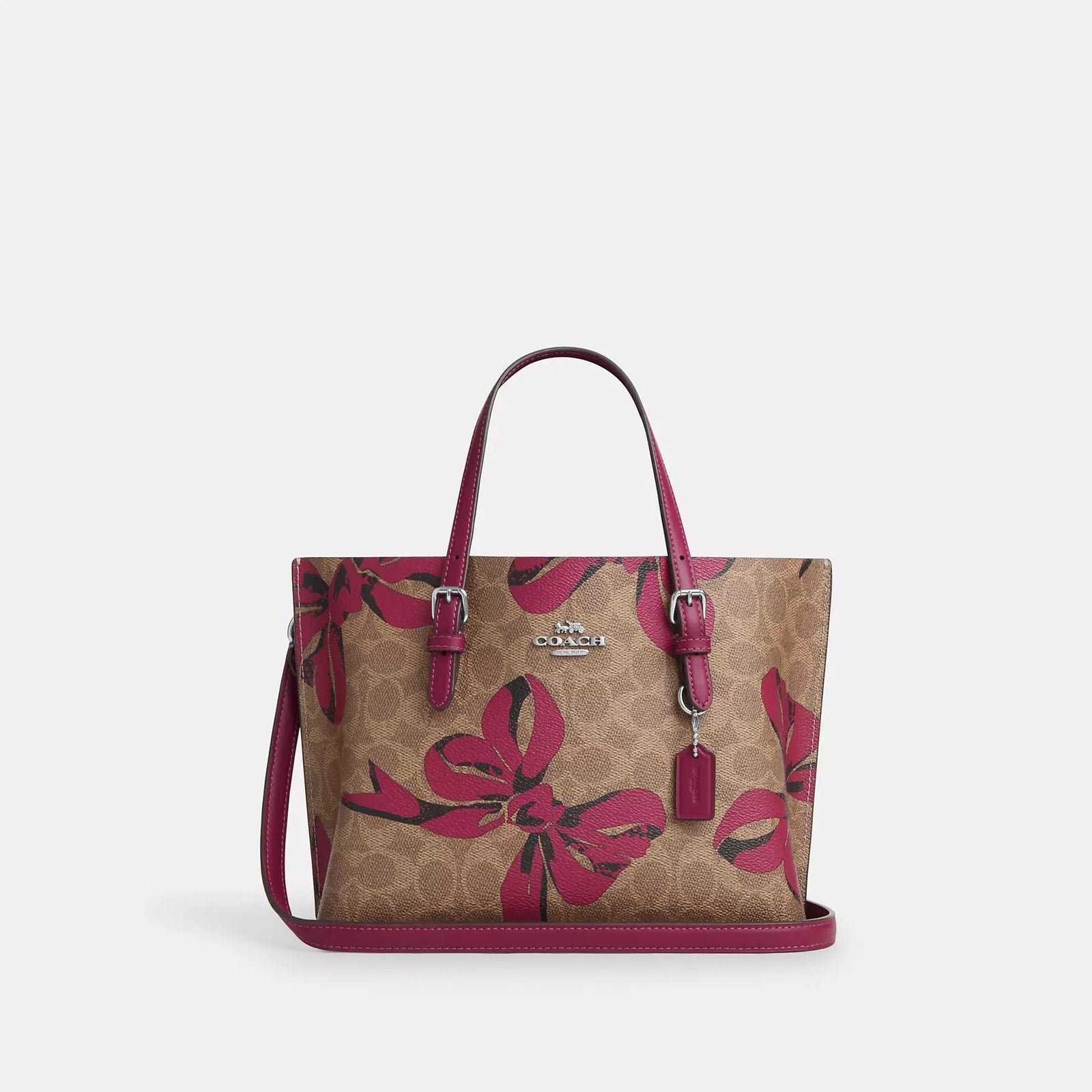 Coach Mollie Tote Bag 25 With Bow Print Woman C139 Beige/Fushia - 1
