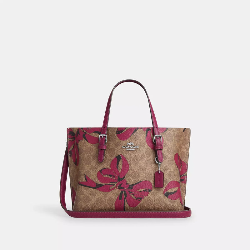 Coach Mollie Tote Bag 25 With Bow Print Woman C139 Beige/Fushia - 1