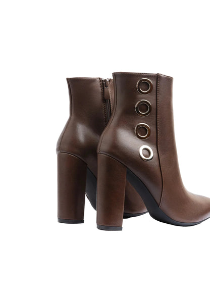 Orion Ringed Heeled Half Boots High Quality Woman 131026709 Brown