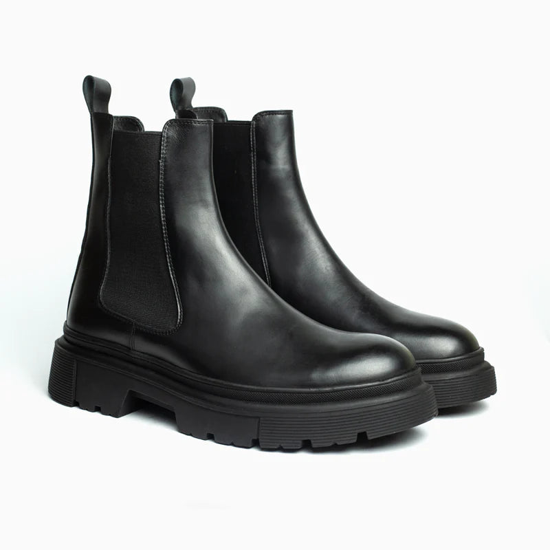 LEATHER lACE-UP BOOT WITH CHUNKY SOLE 1090 Black - 1