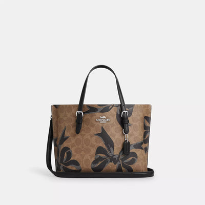 Coach Mollie Tote Bag 25 With Bow Print Woman C139 Beige/Black