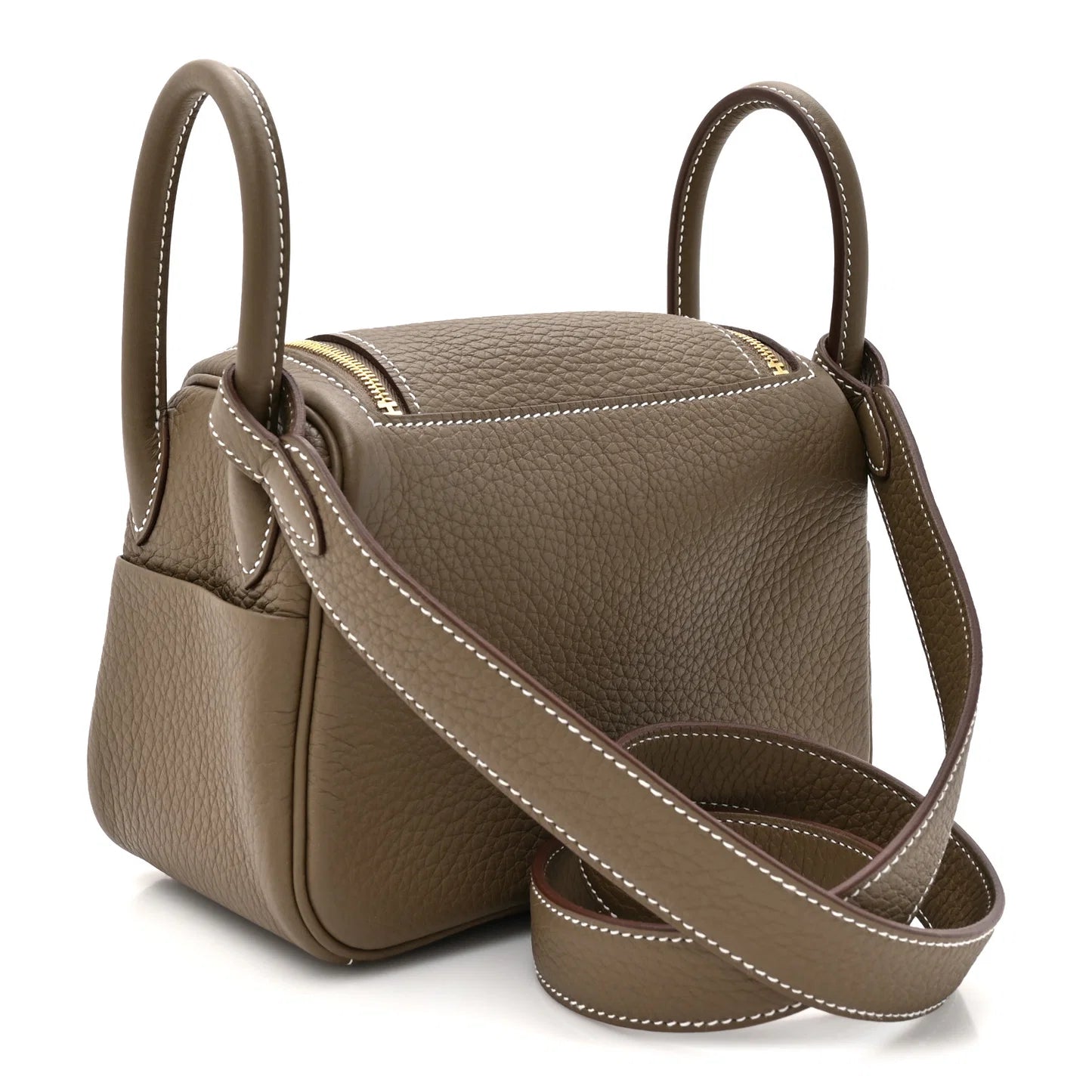 Hermès Etoupe Clemence Mini Bag Lindy 20 Gold Hardware Length 13 cm - Width 19 cm Mirror Woman H278 Khaki - 4