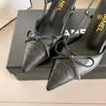 Chanel Luxury Leather Slides Designer High Heels Sandals Woman 7425 Black - 5