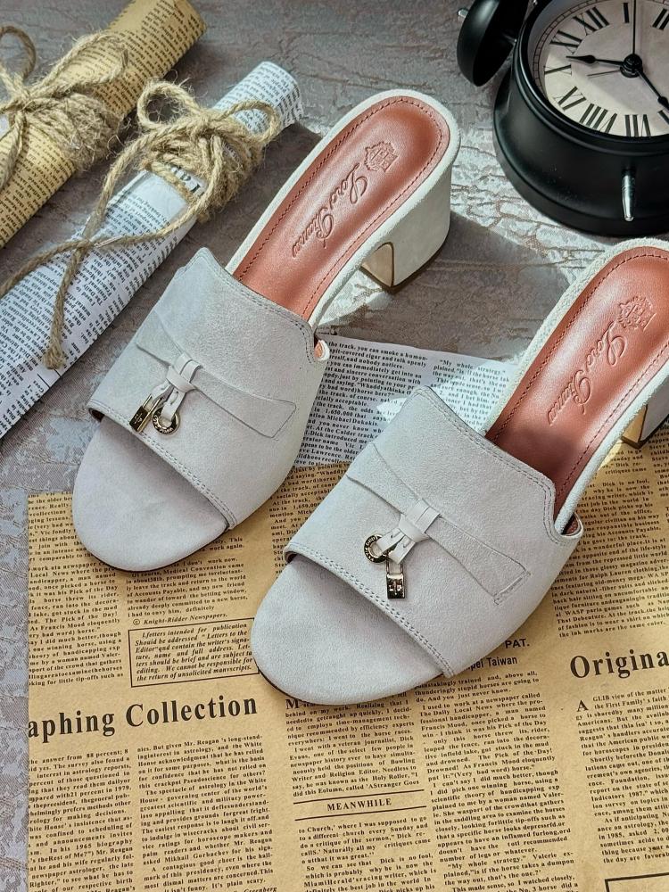Loro Piana Suede Summer Charms Slide Sandals Woman VR-8 Beige - 5
