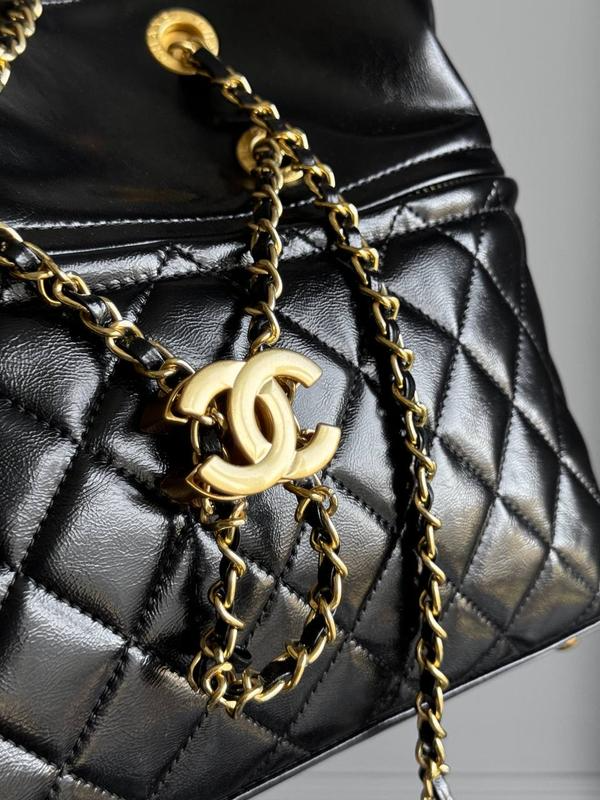 Chanel Black Quilted Leather Drawstring Shopping Tote Bag Woman AS6111 Black - 4
