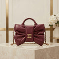 Chanel Lambskin Quilted Mini Bow Bag Woman 99888 Burgundy - 4