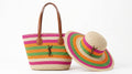 SAINT LAURENT Panier large leather-trimmed raffia tote Bag Woman YSL 209 Fuchsia - 5