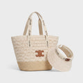 Celine Raffia Tote Bag With Calfskin Leather Trim Woman CEL 213 Beige - 5