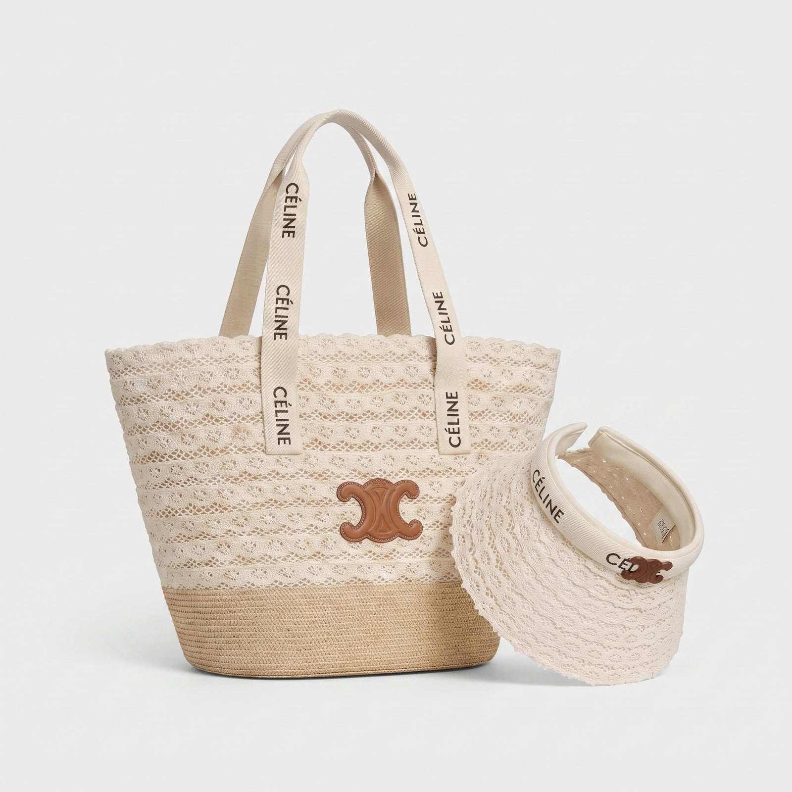 Celine Raffia Tote Bag With Calfskin Leather Trim Woman CEL 213 Beige - 5