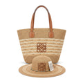 Loewe Raffia Tote Bag With Calfskin Leather Trim Woman LOW 230 Brown - 5