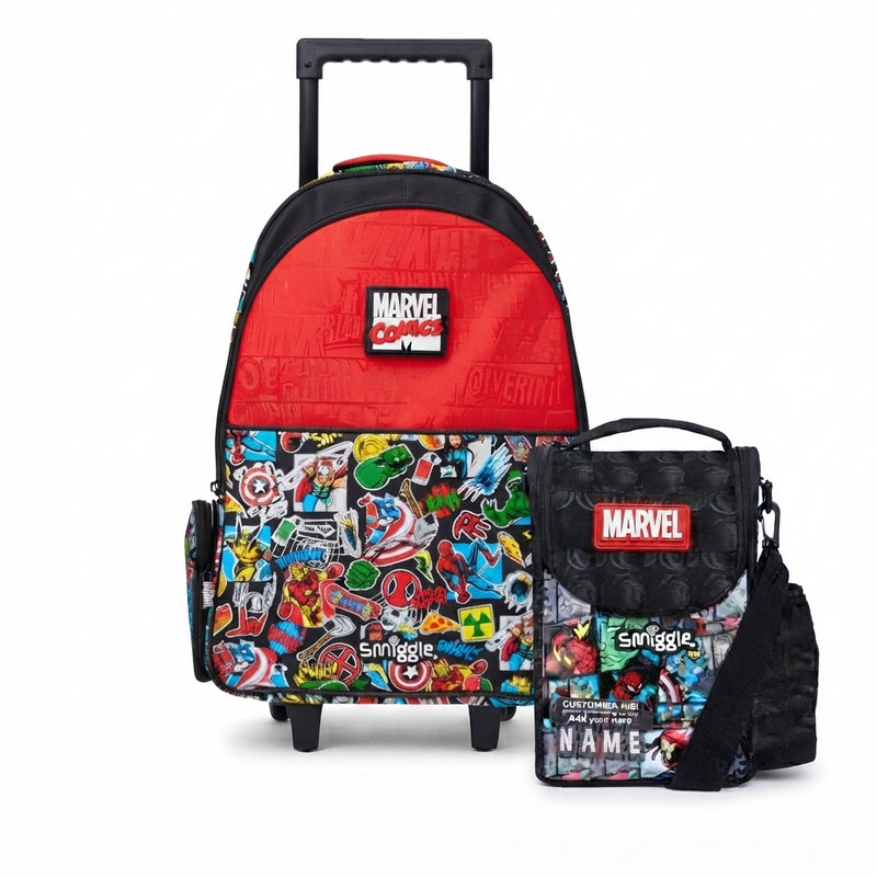 Marvel Trolley Backpack with Lunch Bag School Kids 2981 Black&Red - 1