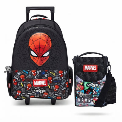Smiggle Bags Spider Man Trolley Backpack with Lunch Bag School Kids 2981 Black&Red