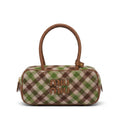 Miu Miu Beau Tartan Small Wool-Blend Top Handle Bag Length 12 cm - Width 27 cm Mirror Woman 2581 Brown - 1