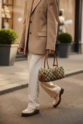 Miu Miu Beau Tartan Small Wool-Blend Top Handle Bag Length 12 cm - Width 27 cm Mirror Woman 2581 Brown - 4